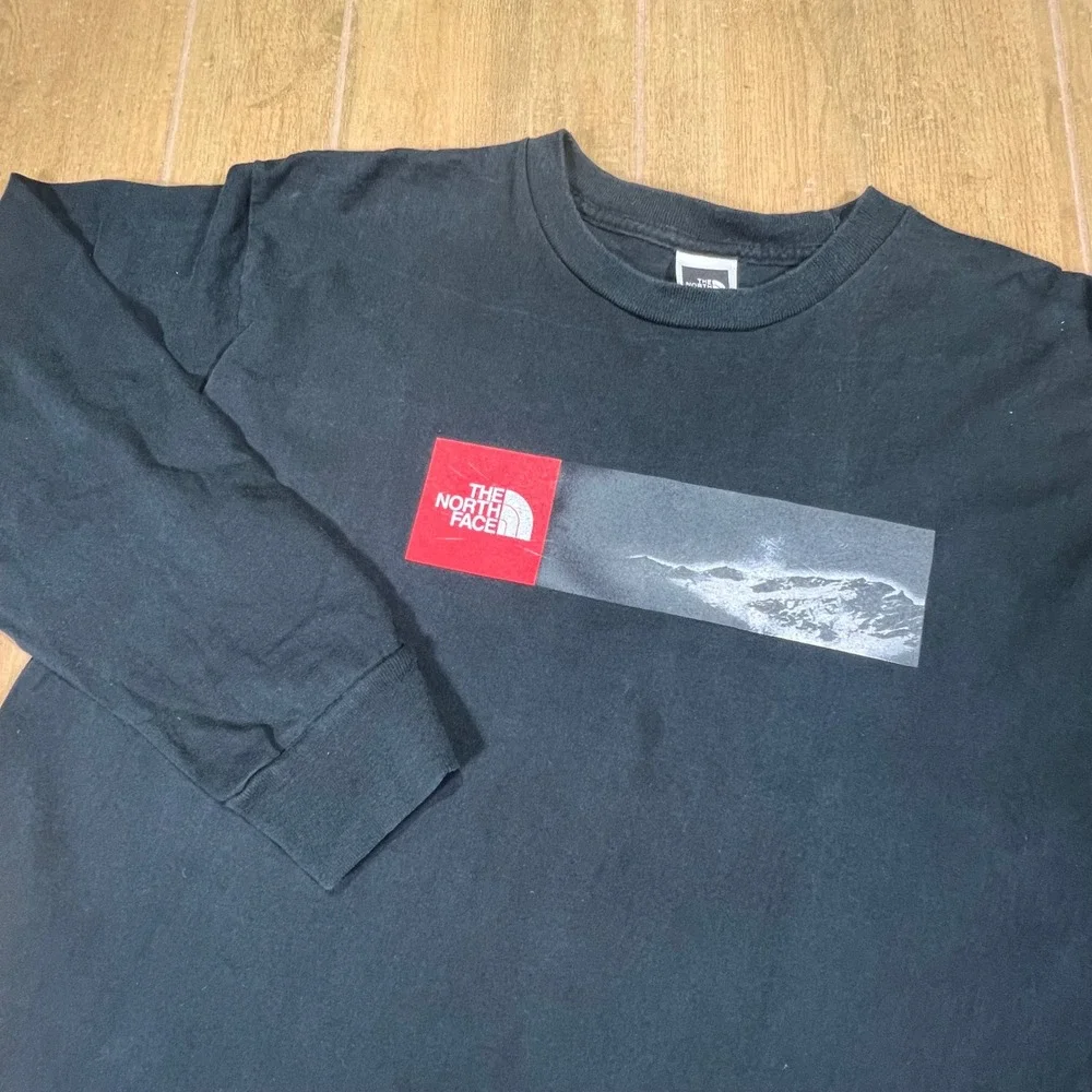 The North Face Mens Black Mountain Graphic‎ Long Sleeve T-Shirt Large L Cotton